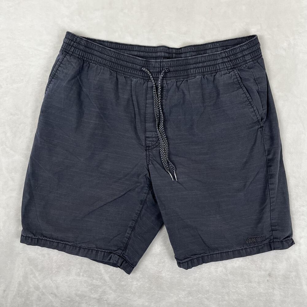 Vans Shorts Mens XL Gray Chino 8 Inseam Elastic Waist Drawstring Casual Pockets